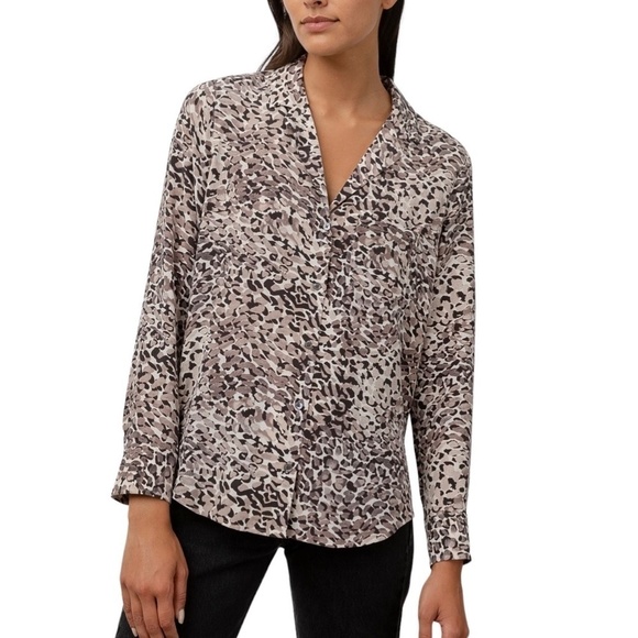 RAILS Rebel Natural Spotted Animal Print Silk Shirt Blouse - Picture 1 of 10